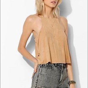 URBAN OUTFITTERS suede crop top tank lace sides